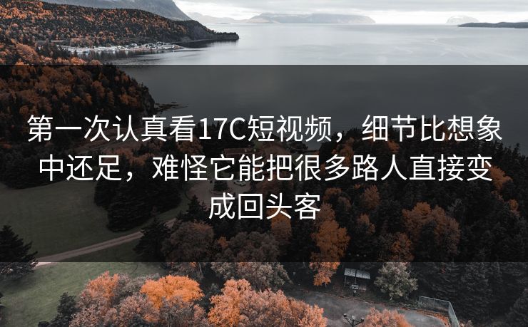 第一次认真看17C短视频,细节比想象中还足,难怪它能把很多路人直接变成回头客 第一次认真看17C短视频,细节比想象中还足,难怪它能把很多路人直接变成回头客