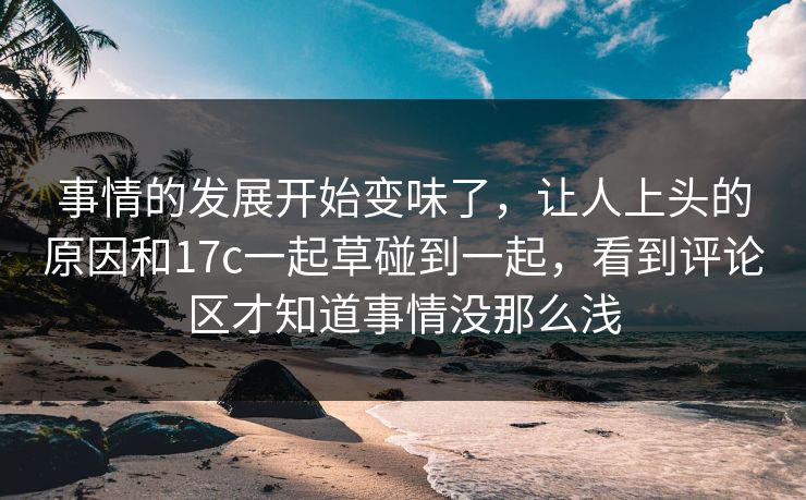 事情的发展开始变味了，让人上头的原因和17c一起草碰到一起，看到评论区才知道事情没那么浅