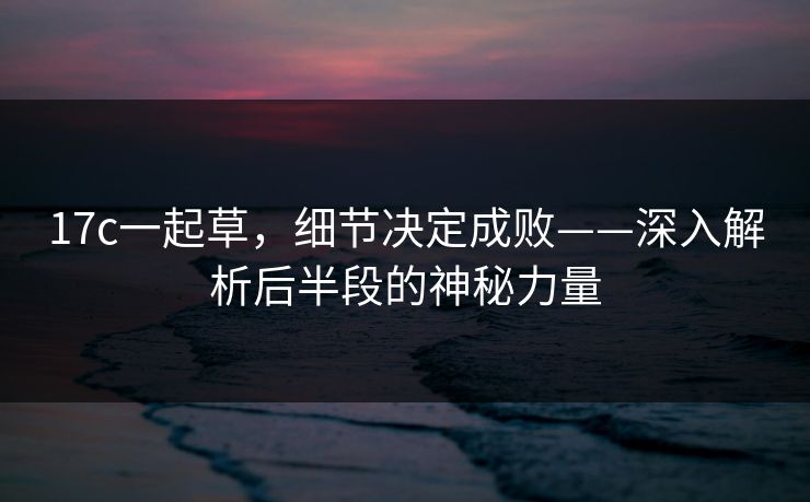 17c一起草，细节决定成败——深入解析后半段的神秘力量