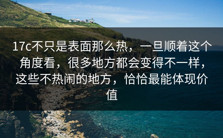 17c不只是表面那么热，一旦顺着这个角度看，很多地方都会变得不一样，这些不热闹的地方，恰恰最能体现价值