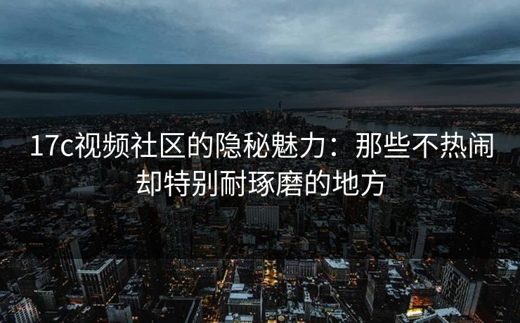 17c视频社区的隐秘魅力：那些不热闹却特别耐琢磨的地方