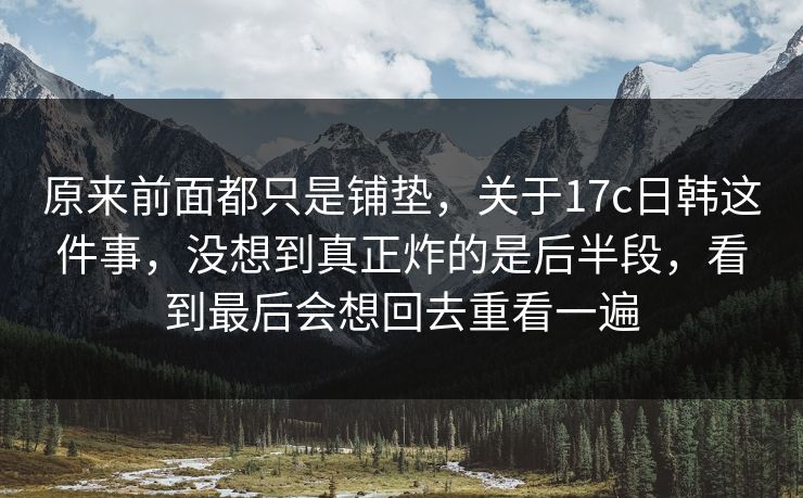 原来前面都只是铺垫，关于17c日韩这件事，没想到真正炸的是后半段，看到最后会想回去重看一遍