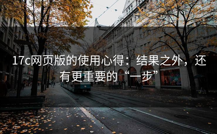 17c网页版的使用心得：结果之外，还有更重要的“一步”