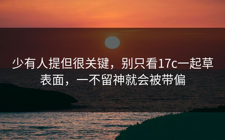 少有人提但很关键，别只看17c一起草表面，一不留神就会被带偏