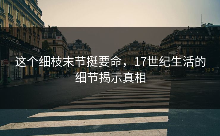 这个细枝末节挺要命，17世纪生活的细节揭示真相