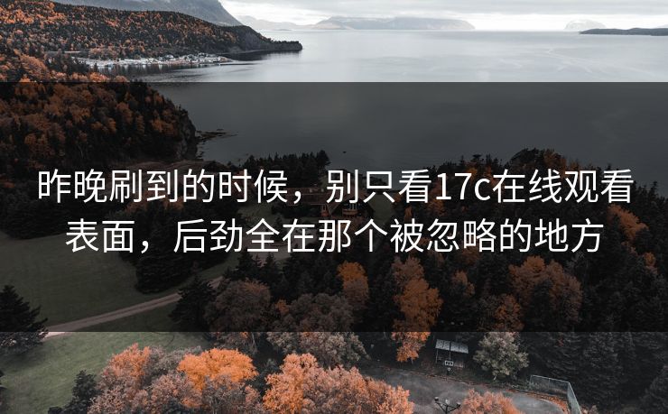 昨晚刷到的时候，别只看17c在线观看表面，后劲全在那个被忽略的地方