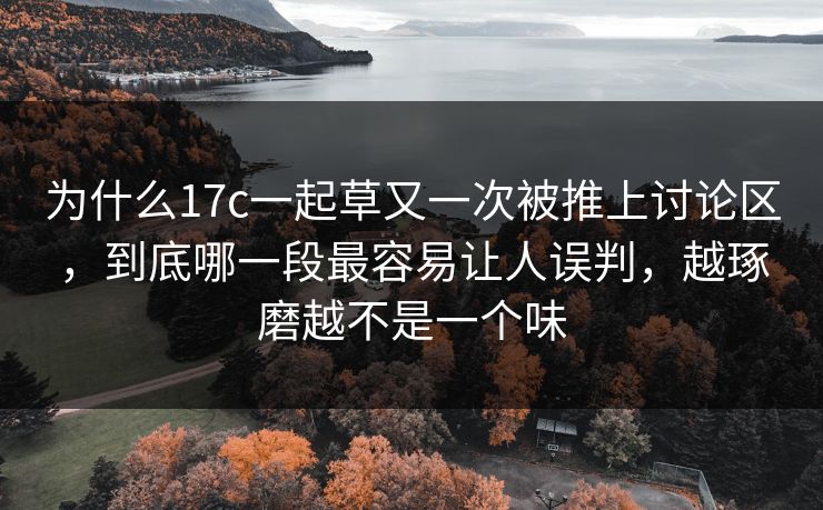 为什么17c一起草又一次被推上讨论区，到底哪一段最容易让人误判，越琢磨越不是一个味